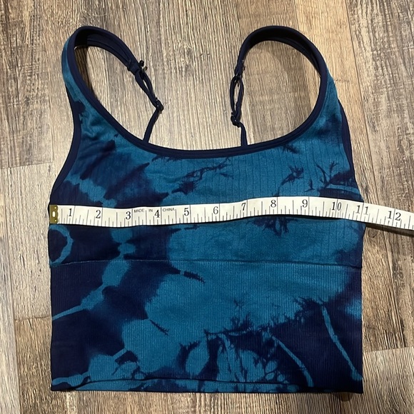 PINK Victoria's Secret Blue Tie-Dye Sports Bra Adjustable Racerback Small Yoga - Picture 6 of 7